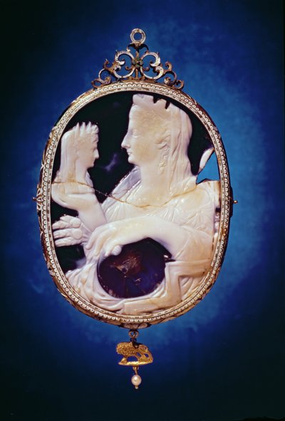 Sardonyx Cameo bearing the profile of Livia and Tiberius, 1st century by Roman